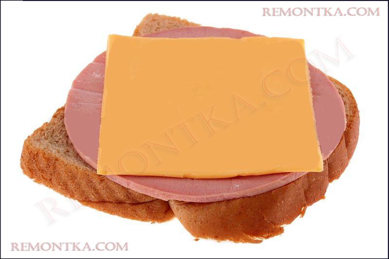 бутерброд с сыром и колбасой